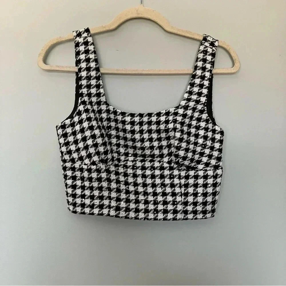 NWT Jason Wu houndstooth sequin crop top